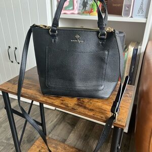 Nanette Lepore Black Faux Leather Tote with Zipper